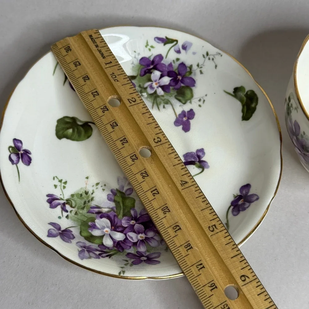 Hammersley Bone China Tea Cup and Saucer Set Purple Violets Gold Trim England
